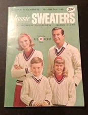 Coats & Clark's CLASSIC SWEATERS Book No 145 Men Women Children size 4 - 50