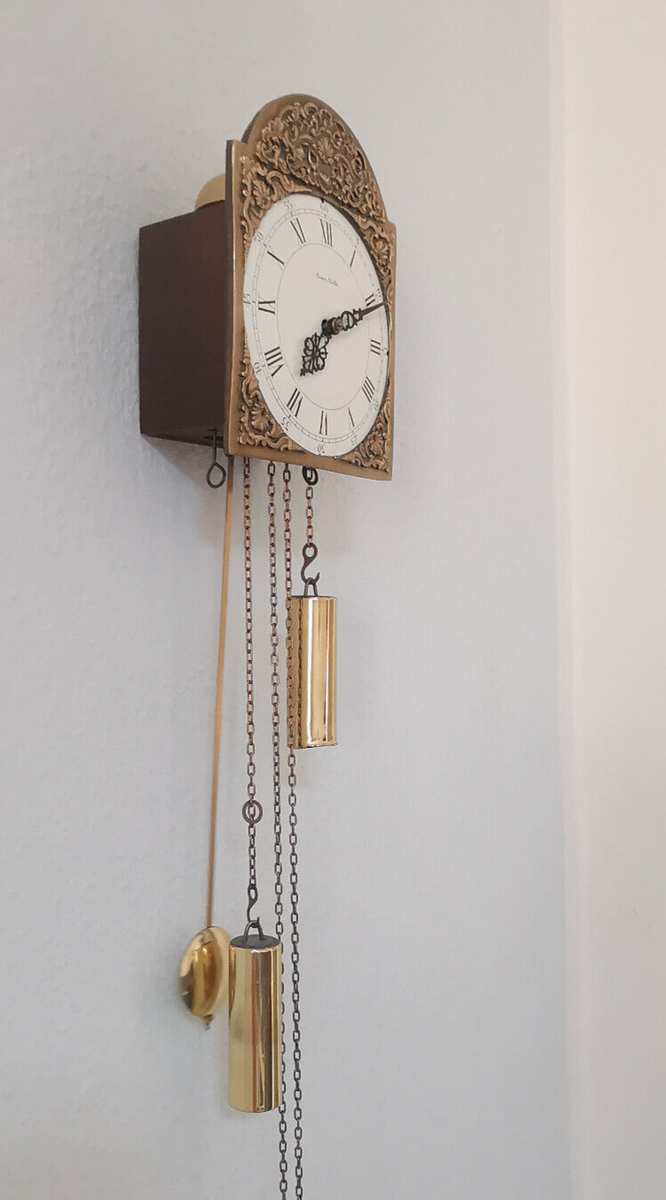 Erwin Sattler Pendeluhr mit Gewichten Wanduhr Vintage
