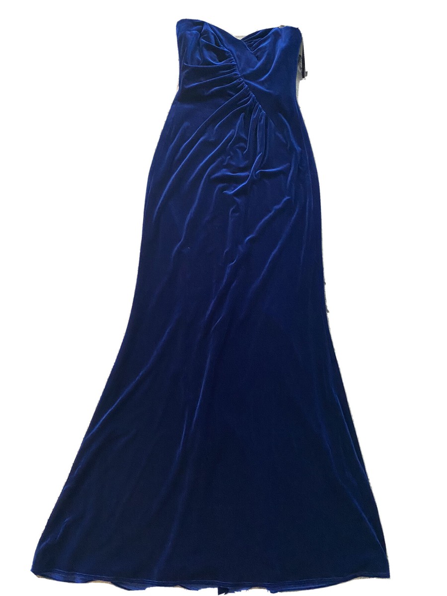 David Meister Strapless Dress Size 2 Blue Velvet NWT Retail Was $348 | eBay
