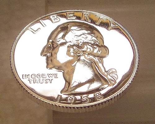 1958 Gem Proof Quarter  EYE CANDY 90% SILVER Blazing Mirrored Surfaces #1014