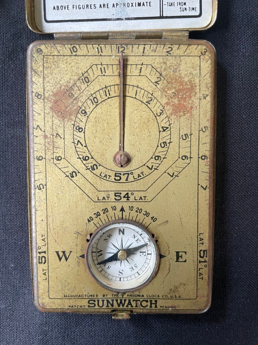 RARE Antique 1922 ' POCKET ' ANSONIA CLOCK Co Sunwatch