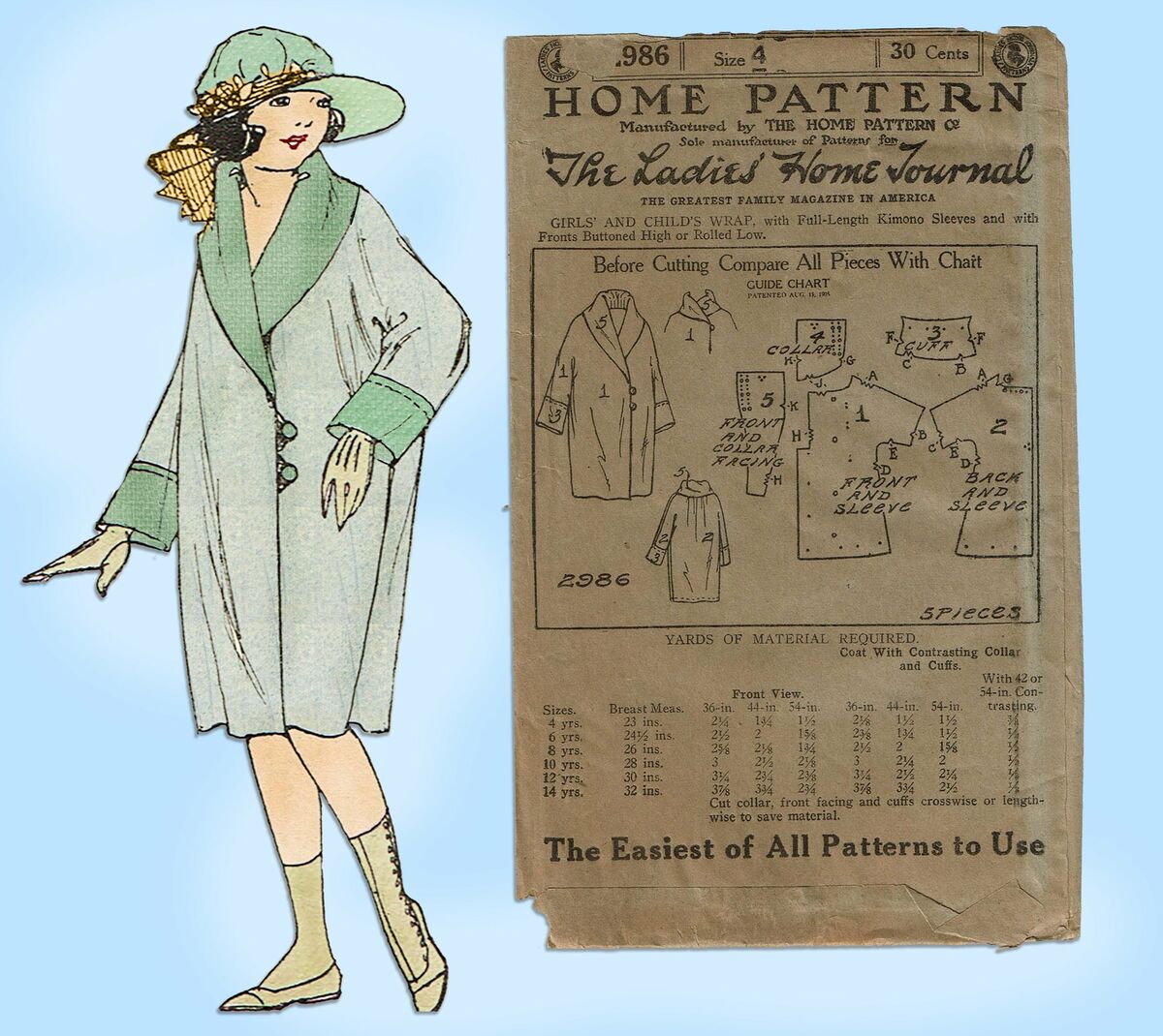 Ladies Home Journal 2986: 1920s Uncut Toddler Girls Coat Sz 4 VTG Sewing Pattern Ladies Home Journal 2986: 1920s Uncut Toddler Girls Coat Sz 4 VTG Sewing Pattern