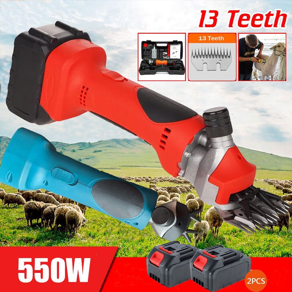 550W Cordless Electric Sheep Shears Wool Clipper Livestock Hair Grooming Kit
