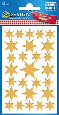 AVERY Zweckform 52252 Aufkleber Weihnachten 54 goldene Sterne (Weihnachtssticker