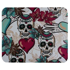 Sugar Skull and Hearts Mouse Pad Mat Computer Desk Accessory Office Decor