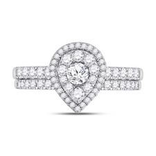 14kt White Gold Womens Round Diamond Bridal Wedding Engagement Ring Band Se