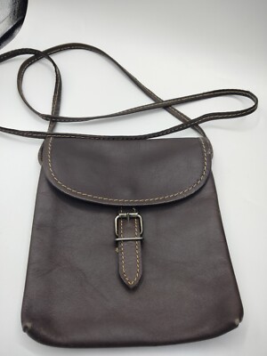 Small Brown Genuine Leather Crossbody Bag Purse