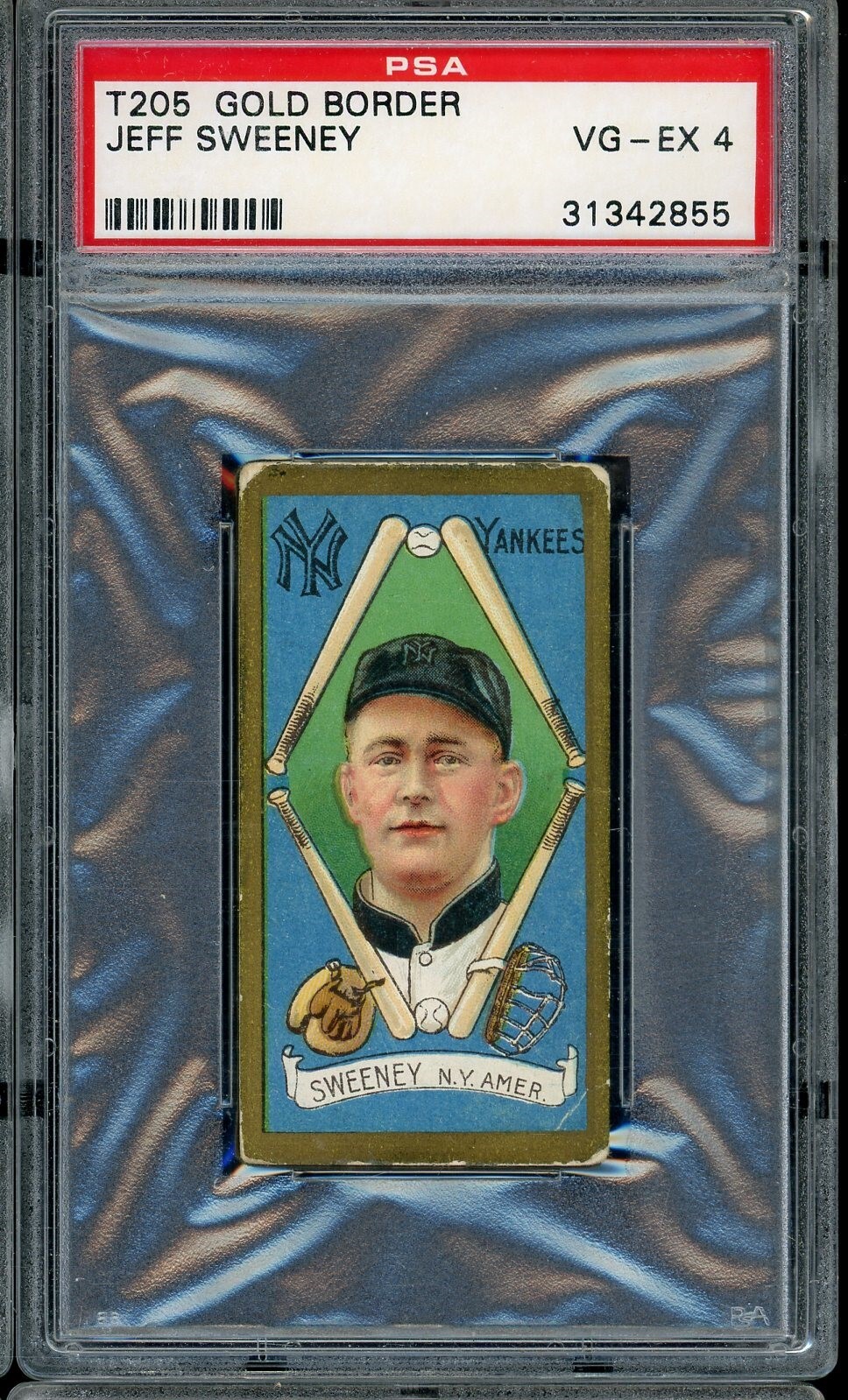1911 T205 Gold Border Baseball Jeff Sweeney PSA 4