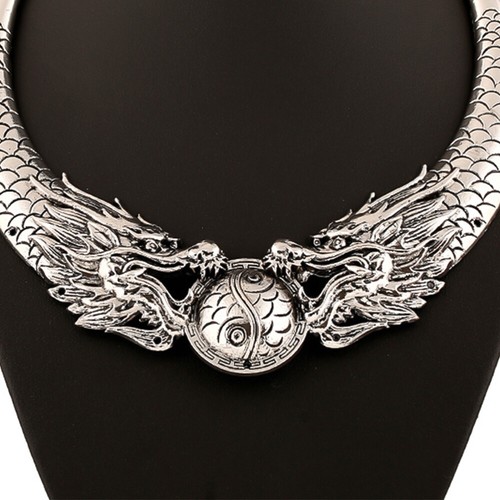 Women Costume Jewelry Ethnic Choker Retro Carved Necklace - Picture 11 of 12