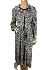 Ivy Jane Uncle Frank Night Fields Dress Size M Black Tiered Tie V Neckline Boho