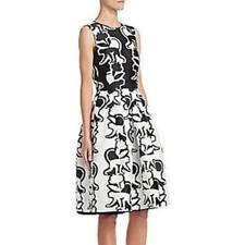 NWT. $3.9K OSCAR DE LA RENTA GORGEOUS MONKEY SILK LINED DAY DRESS Sz18 black