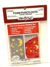Fibre Craft Foam Punch Outs Stars Moons 8 Shapes 1999 Vintage Party Craft NEW