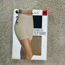 Gloria Vanderbilt 2-Pack Womens Size Medium Seamless Slip Short, Black/Nude