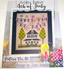 Little Stitch Girl HOLIDAY BANNER 4TH OF JULY Counted Cross Stitch Chart
