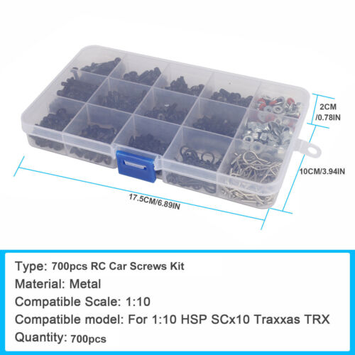 700PCS Metal Screws Box Repair Tool Kit For 1:10 1:8 RC Crawler Car HSP Traxxas - Picture 7 of 8