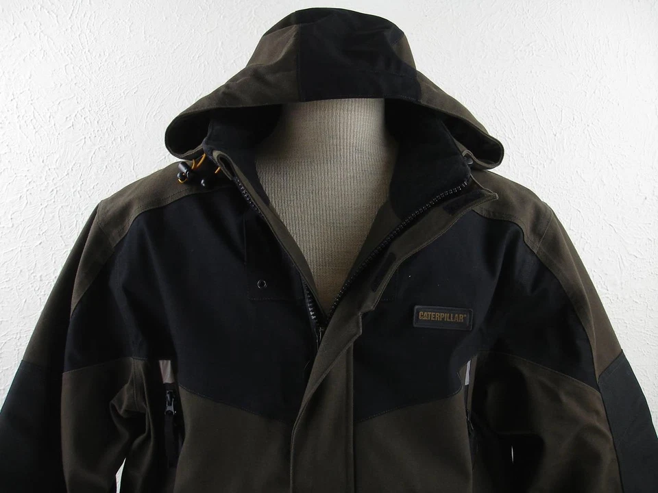 CAT Caterpillar Mens L Heavyweight Insulated Work Winter Jacket Coat Black Brown - Image 2 of 4
