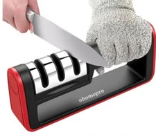 Knife Sharpener Professional Ceramic Tungsten Kitchen Sharpening System 3 Stage