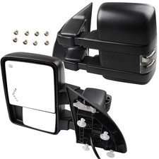 Tow Mirror Pair Black Power Heated LED Signal Ford F250/F350/F450/F550 08-16