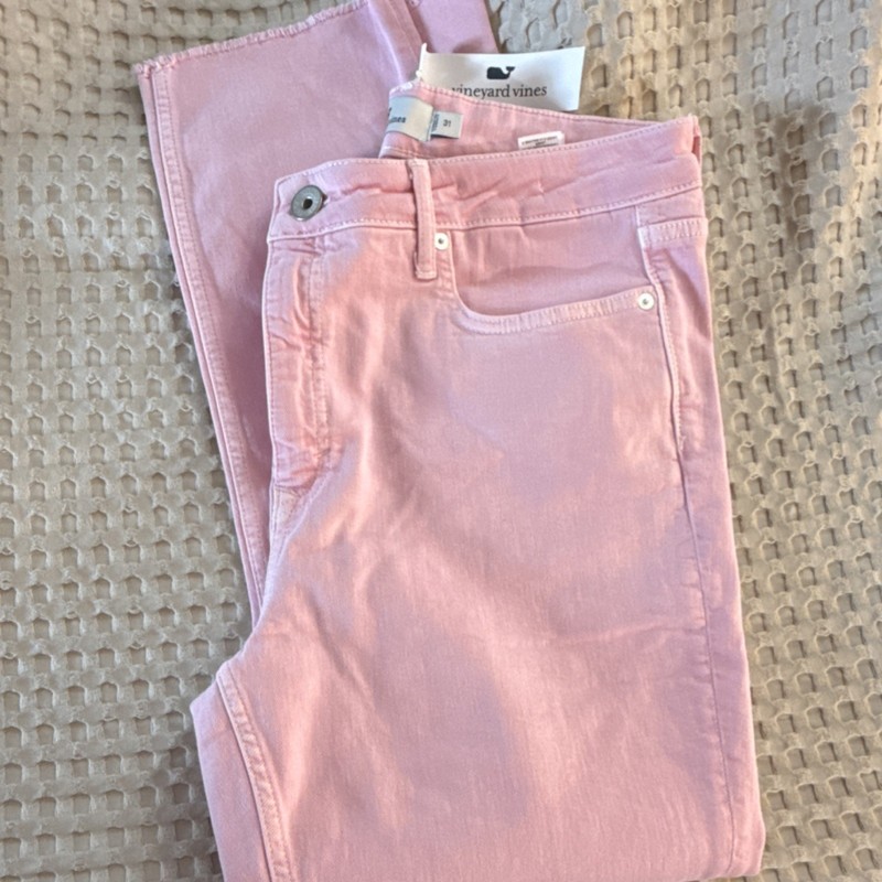 NWT/ vineyard vines Women's Pink Cloud Straight Cotton Denim Jeans High-rise 31