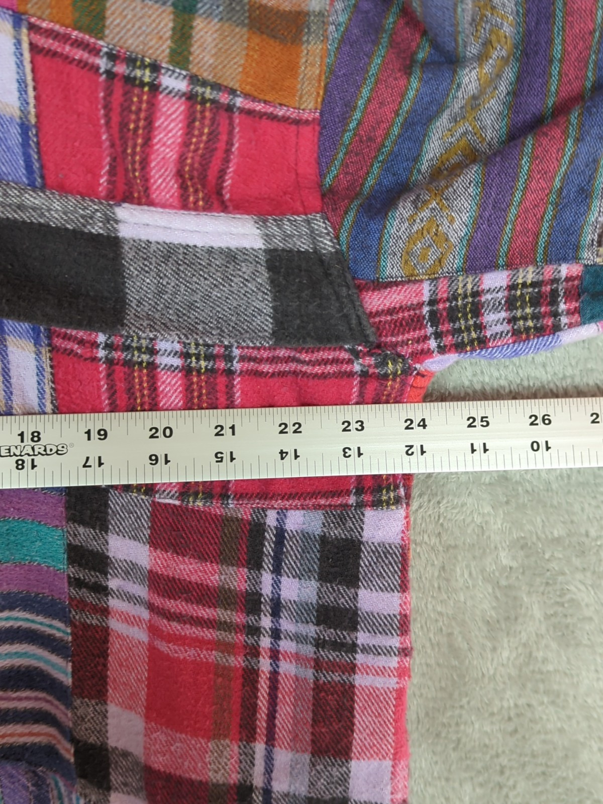 Patchwork flannel 1/4 Zip Pullover reversible Hoo… - image 20