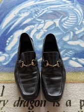 Gucci Horsebit Driving Black Leather Slip On Loafers Made In Italy Men’s US 8