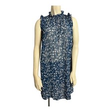 Banana Republic Sheer Floral Casual Dress 2P petite Ruffled High Neck Romantic