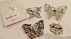 5 Vintage Butterfly Pins; Rhinestones, Crystals, Pewter; NIP See Closeups; Ages? — photo 2