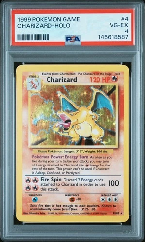1999 POKEMON BASE SET UNLIMITED #4 CHARIZARD-HOLO PSA 4