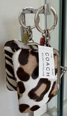 NWT COACH SOHO OCELET HAIRCALF KISSLOCK FRAME POUCH KEYCHAIN 1735