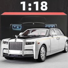 1:18 Rolls-Royce Phantom Model Car, Zinc Alloy Pull Back Toy Diecast Car with So