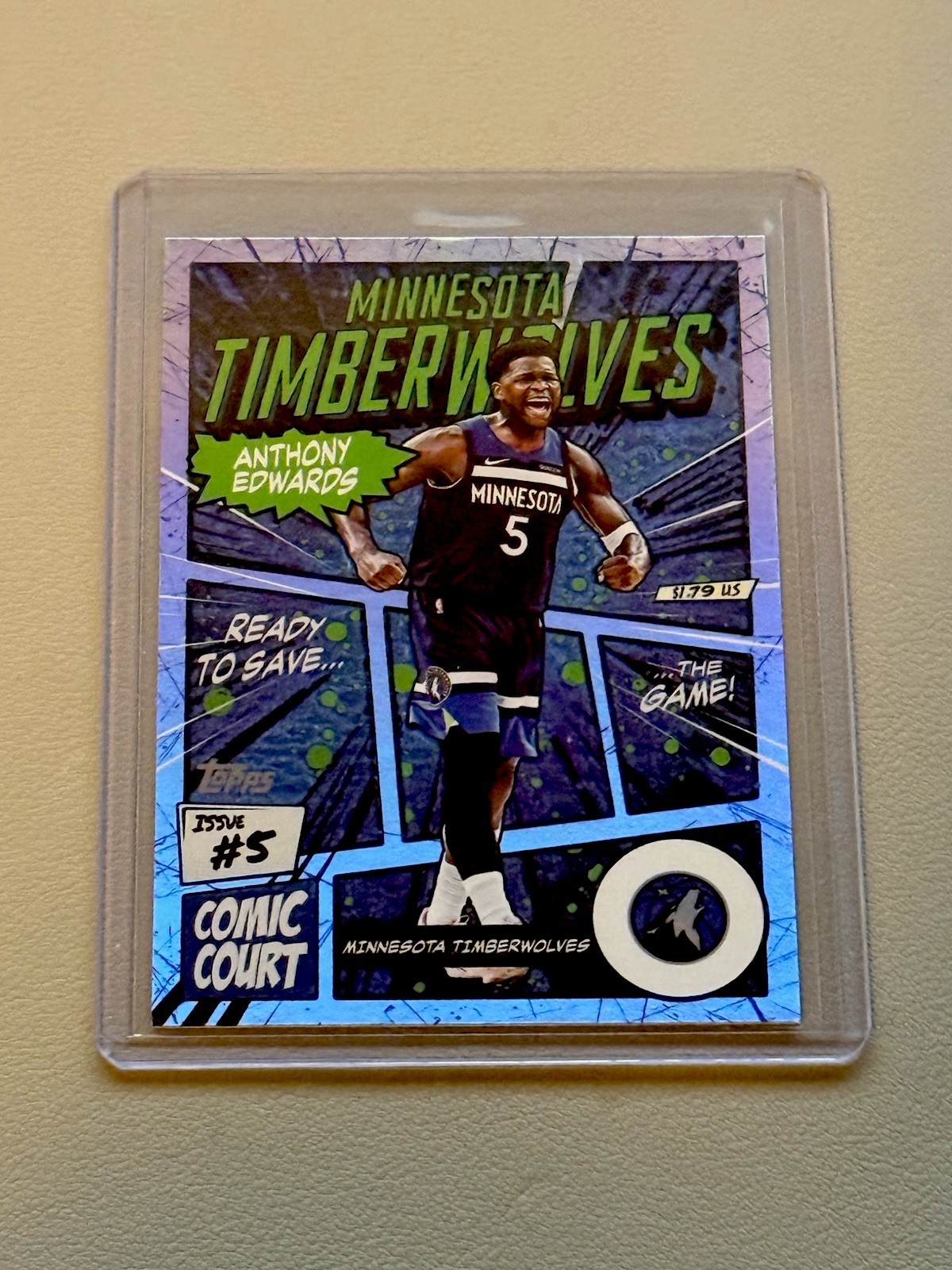 2025 Topps Flagship Basketball Anthony Edwards Comic Court Silver Case Hit SSP