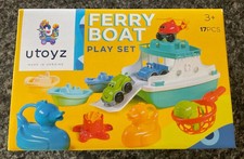 utoyz Ferry Boat Play Set Bath Toys Helicopter Cars Baby  Toddlers 17 pcs