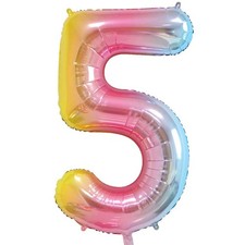 Rainbow Gradient Number 5 Balloon 40 Inch Big Large Balloons 0-9
