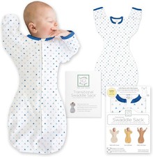 SwaddleDesigns Transitional Swaddle Sack, Arms Up Half-Length Sleeve Mitten Cuff