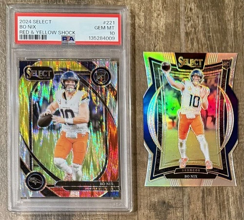 2024 Select Club Level Bo Nix Red Yellow Shock Rookie PSA 10 🔥& SILVER RC📈