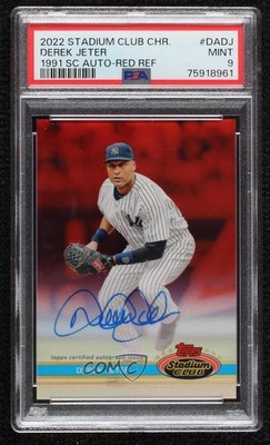 2022 Stadium Club Chrome 1991 Design Red Refractor 5/5 Derek Jeter Auto HOF 06bg
