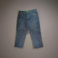 Rocawear Y2K Baggy Oversized Jeans Size 42W Dark Blue Denim Embellished Pockets