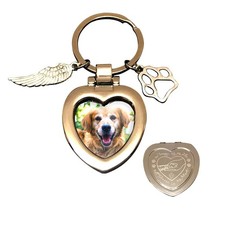 Magnetic Pet Memorial Keychain for Loss of Dog Cat - Heart Photo Locket with ...
