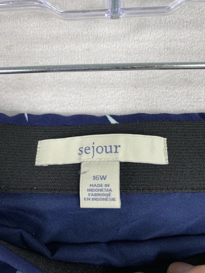 Falda SEJOUR 16W Azul Floral Tropical Asimétrico Volantes Dobladillo Dividido Cremallera Foto 3 de 4