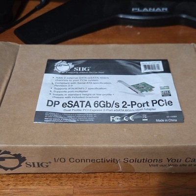 SIIG DP eSATA PCIe eSATA Host Adapter Card, 2-Port, 6Gb/s, Model SC-SA0M11-S1