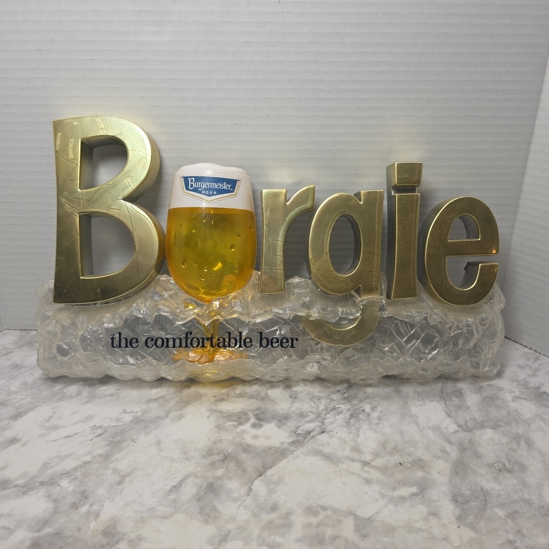 Vintage 1968 Burgie Burgermeister Beer the comfortable beer On Ice 3D Bar Sign