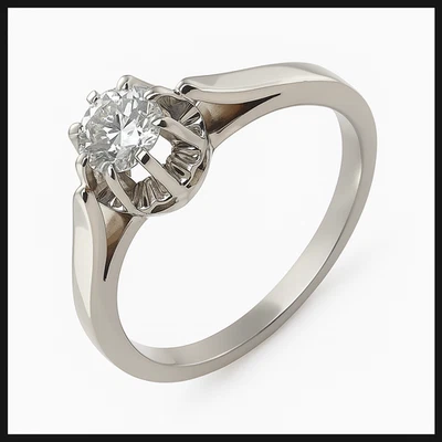 18K 750 Gold Solitaire Ring 0,40 Ct Diamond RG 50 Solitär Diamant Damen Weißgold - Bild 1 von 4