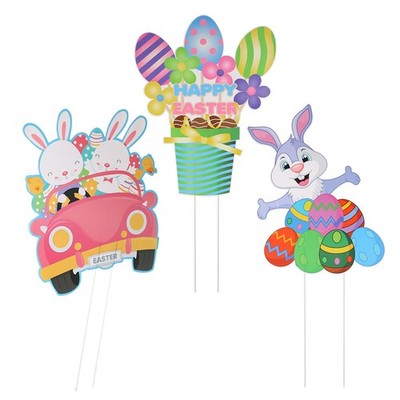 3pcs Lustige Osterhofschilder Osterfeiertag Dekore Party Yard Schild Stakes