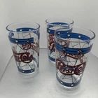 Set of 3 Vintage Pepsi Cola Glasses 1970's Tiffany Style-Stained Glass 16 oz.