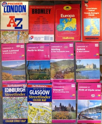 Scotland, England, and Europe Maps including Glasgow, Edinburgh and London.
