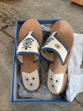Chaussures Plates Jack Rogers LUCIE II En Daim Bleu, Nœud Festonné, Taille 7 - Neuves Sans Boîte