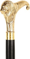 Antique Style Brass Lion Handle Walking Cane Elegant Men  s Dress Stick