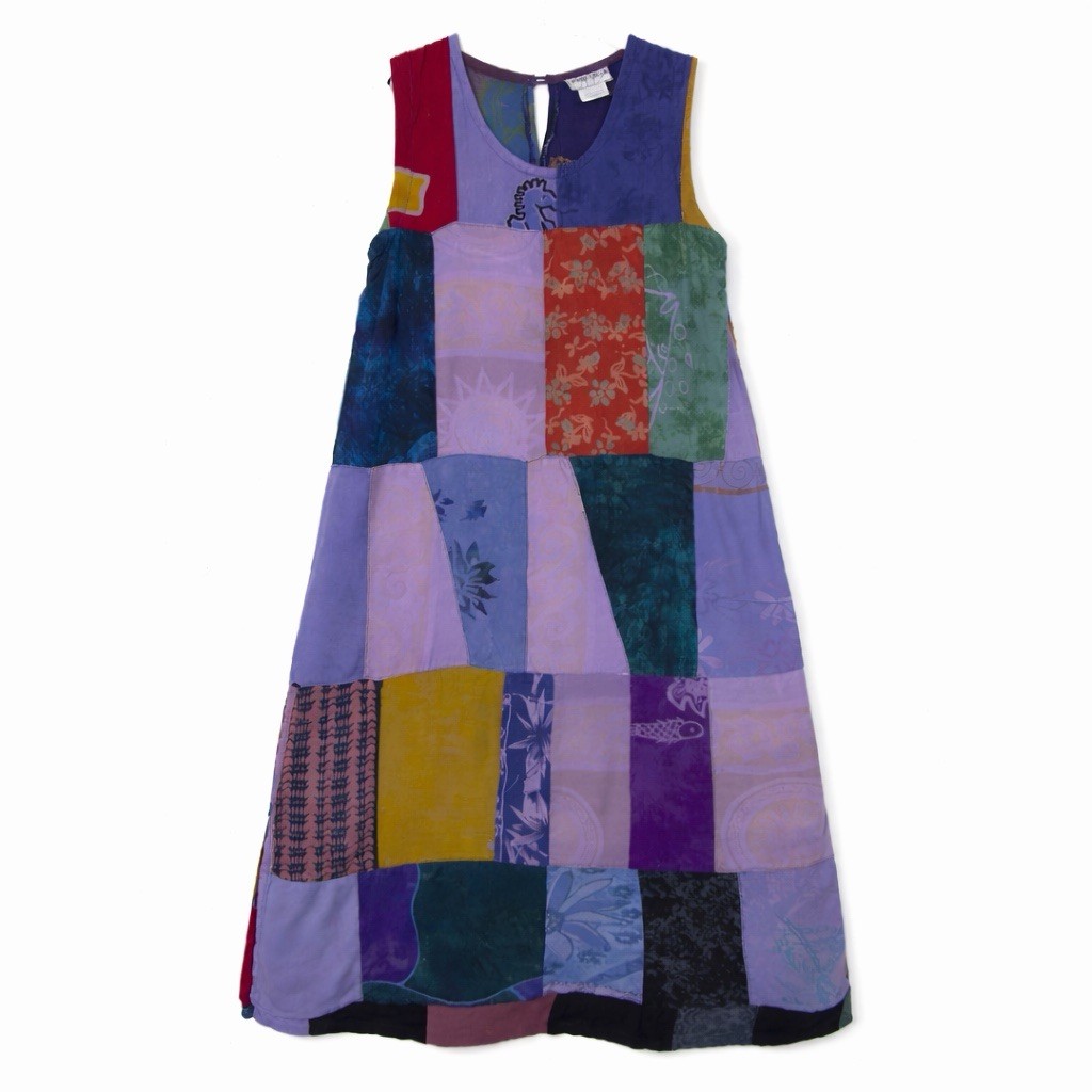 Vintage 90s Silver Stream Boho Patchwork Rayon Ma… - image 1