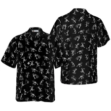 Stickfigures Playing Golf On Black Background Hawaiian Shirt Aloha Shirt For Men