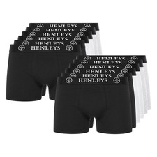 Henleys Century Mens Desinger Boxer Shorts Cotton Underwear Boxers 12pk Black